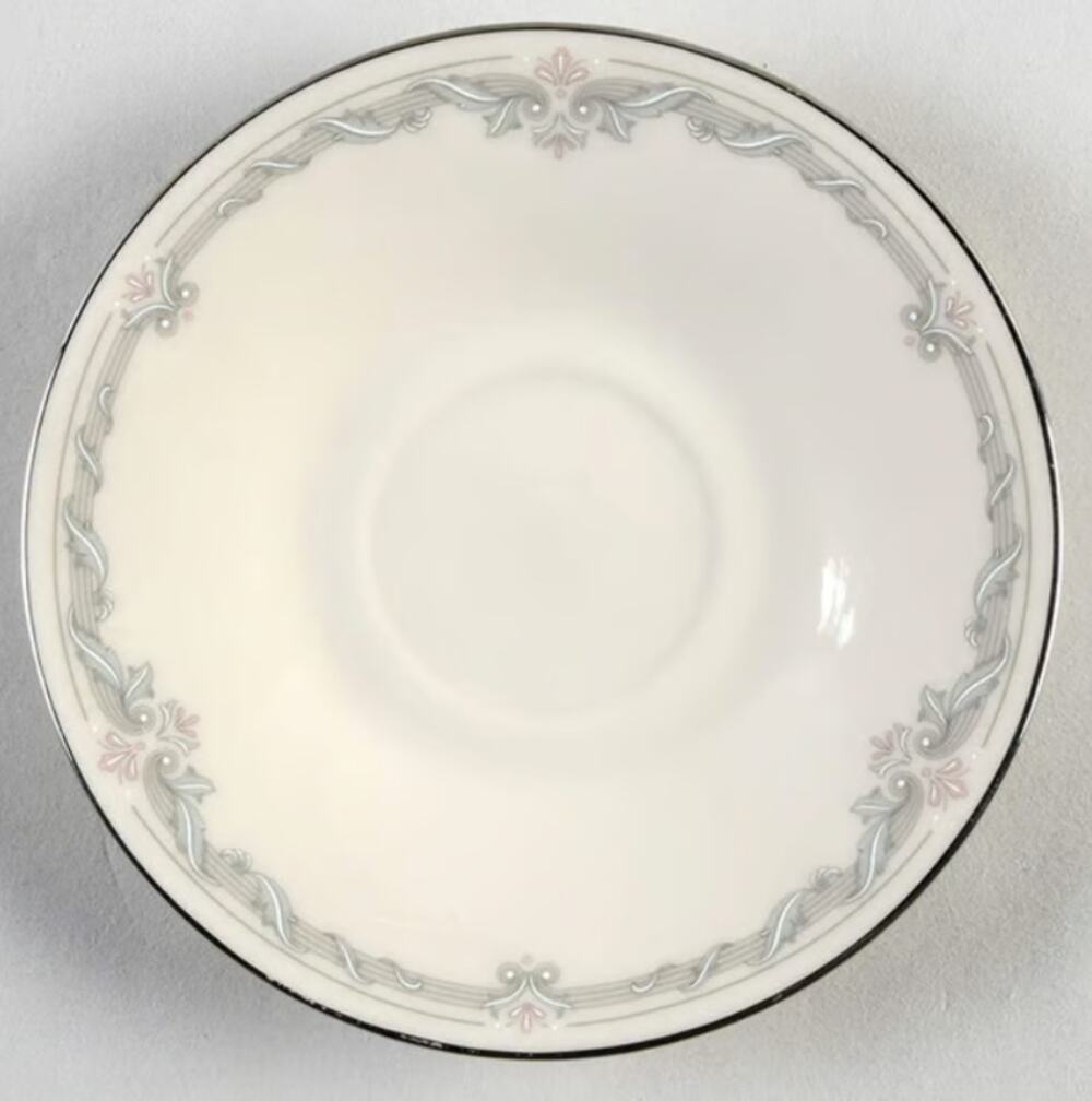 LENOX Kingston Saucer Taupe Blue Platinum rim Excellent Fine china